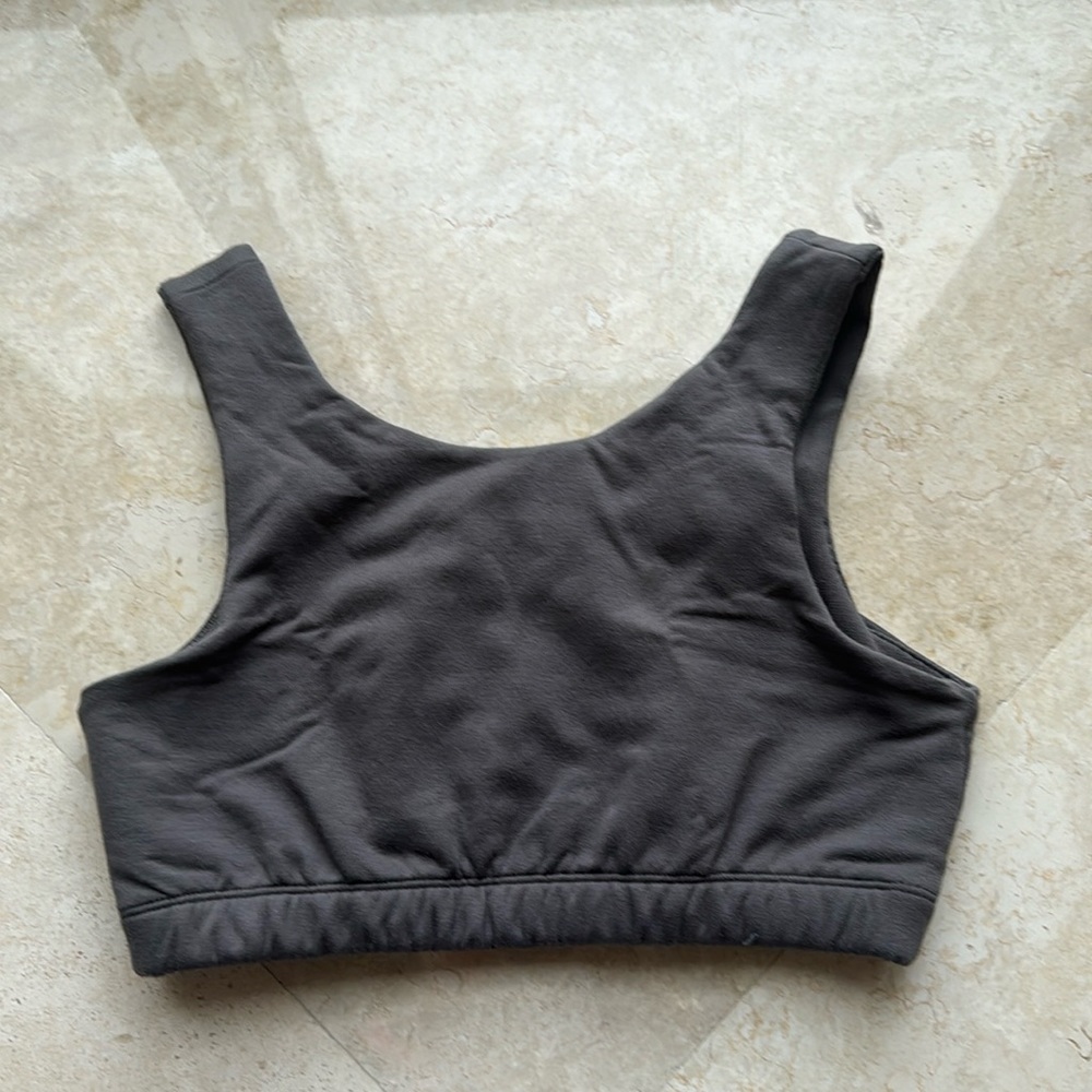 Parentezi small grey sweatshirt material bra top
